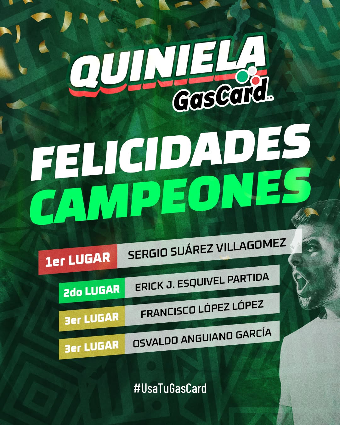 Ganadores de la Quiniela Mundial 2026 de GasCard